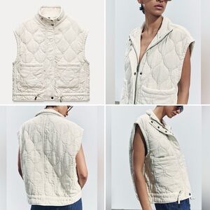 Zara Off-White Quilted Vest